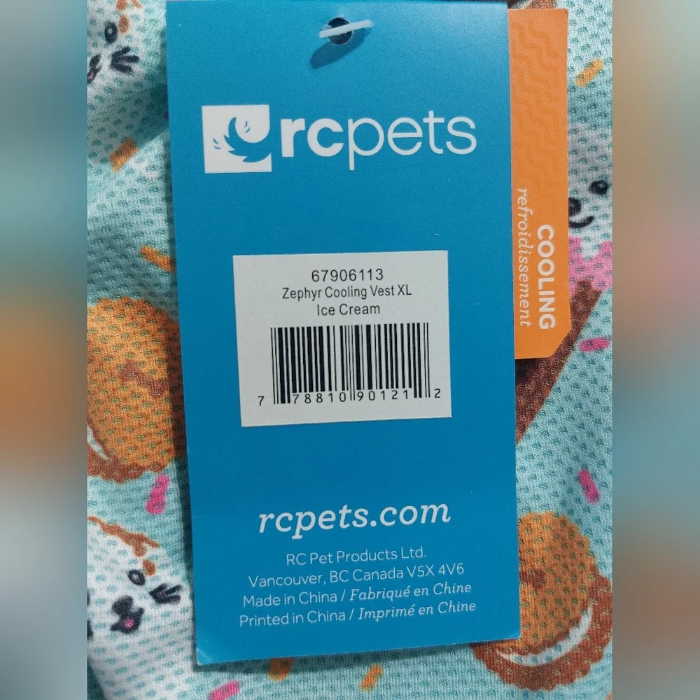 RC Pets‎ Zephyr Cooling Vest for Dogs, Ice Cream Size XL